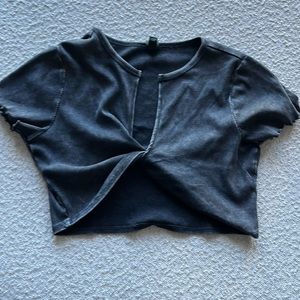 Target Gray Crop Top with twist front